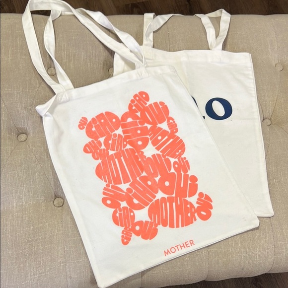 Lot of Two MOTHER “CIAO” Canvas Tote Bags Market Bags Book Bags - Picture 1 of 7